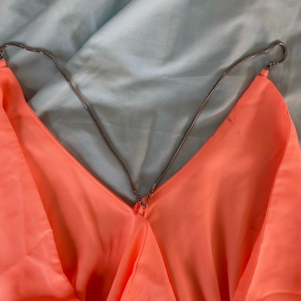Flowy coral chain detail top